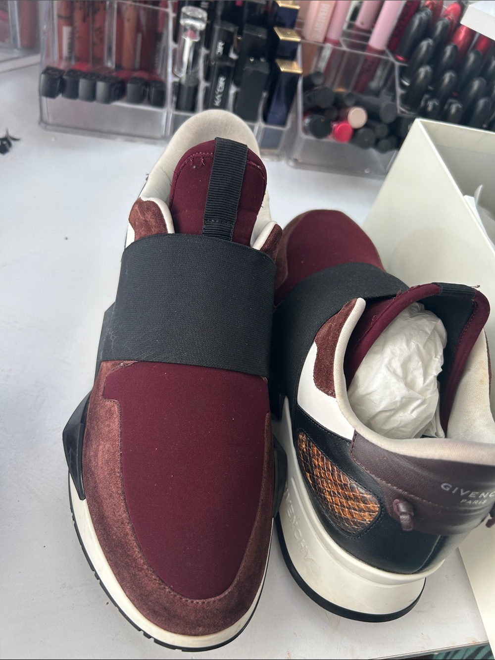 Givenchy Burgundy and Black Slip-On Women's Sneakers